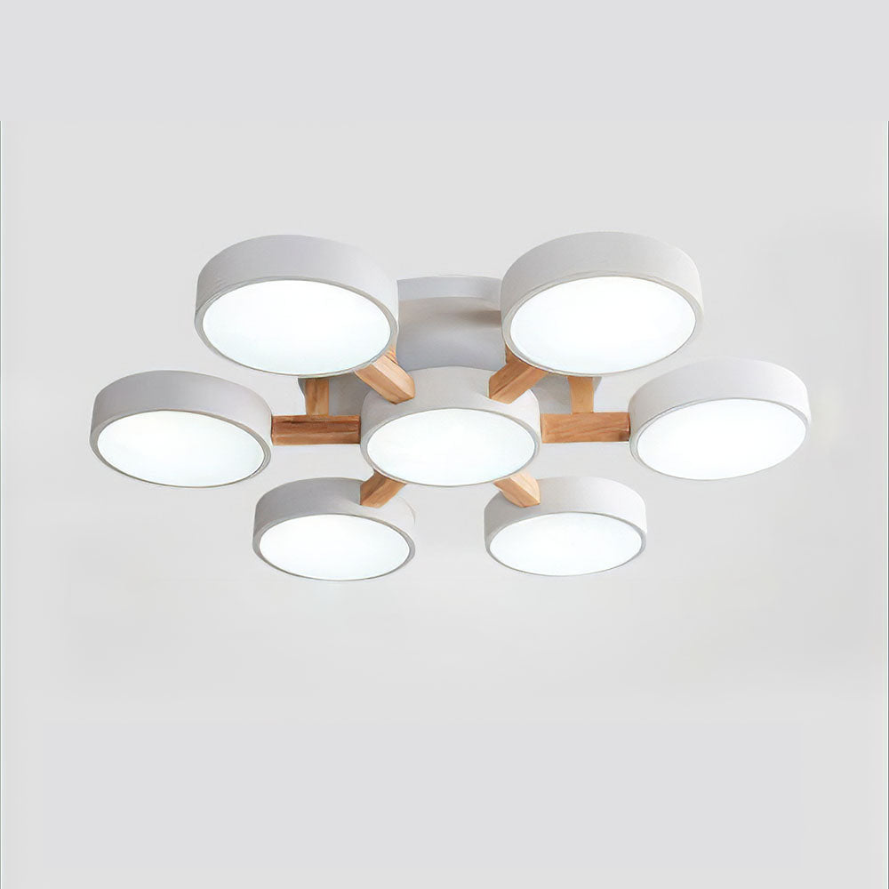 LED Ceiling Light – Modern Iron Wood Fixture for Bedroom Ambiance