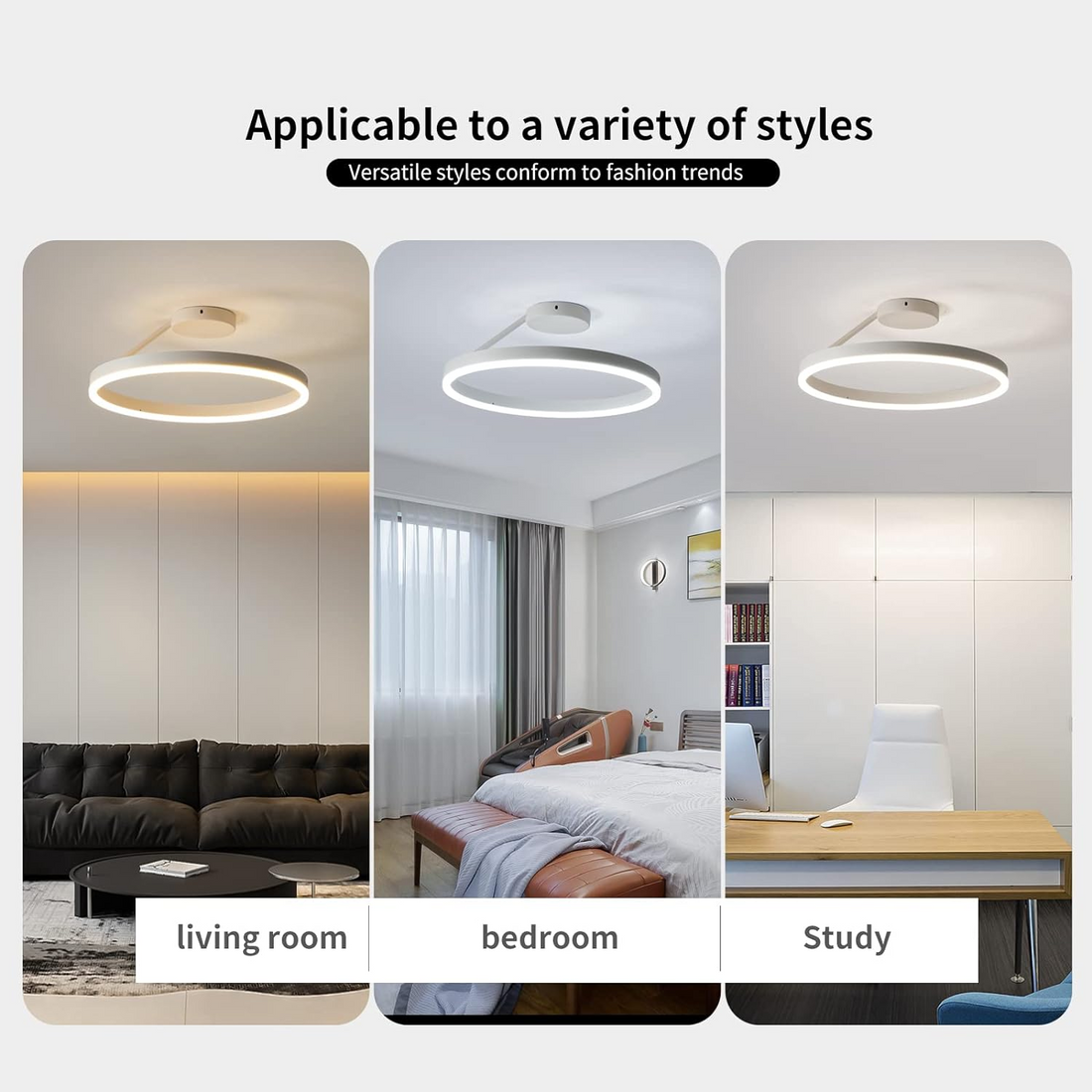 Metal Circle Ceiling Light - Minimalist LED Lamp for Living Room