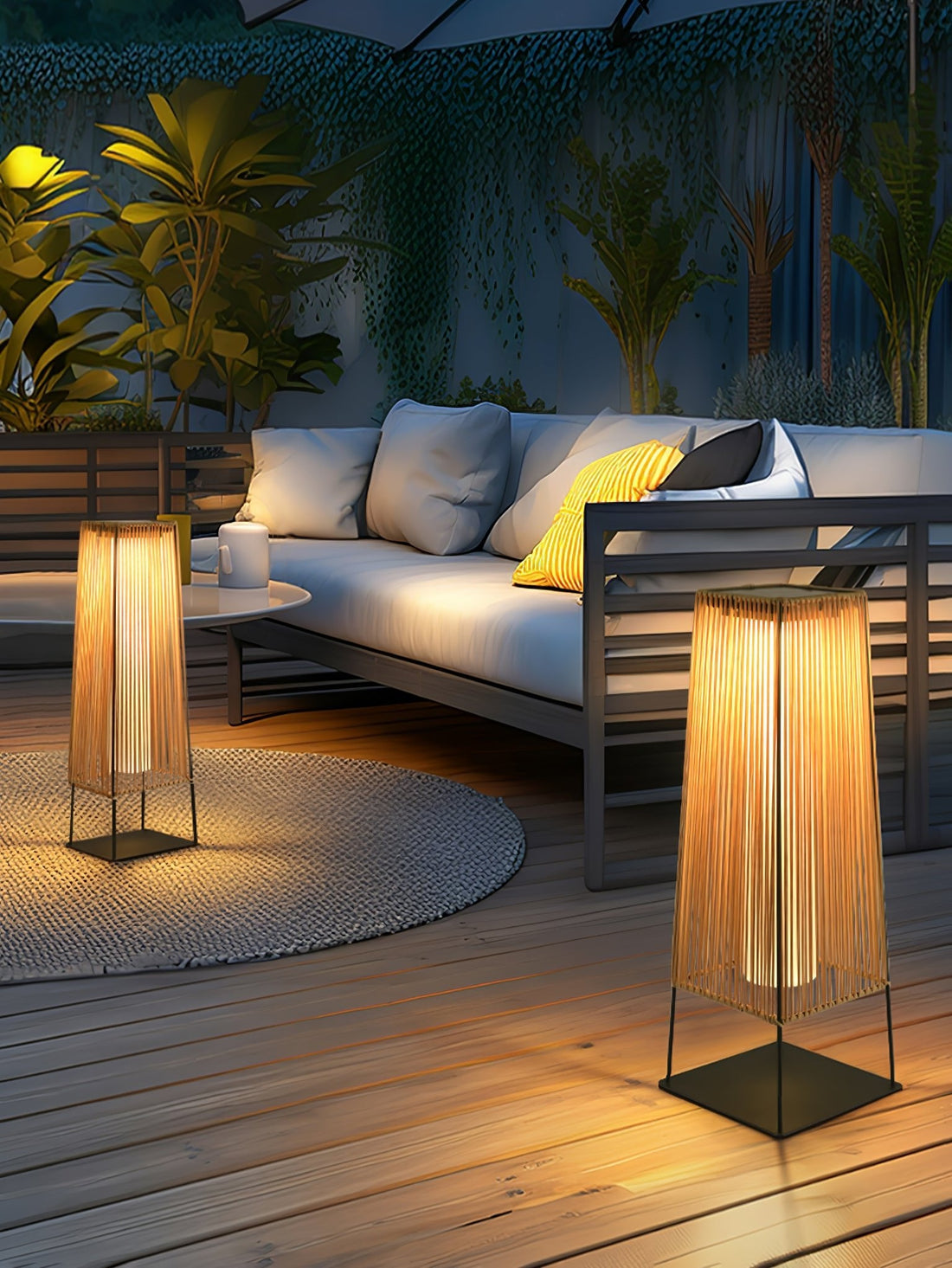 Kunststoff-Rattan-Außenpfostenleuchte - Solar-Pfostenlampe Ideal