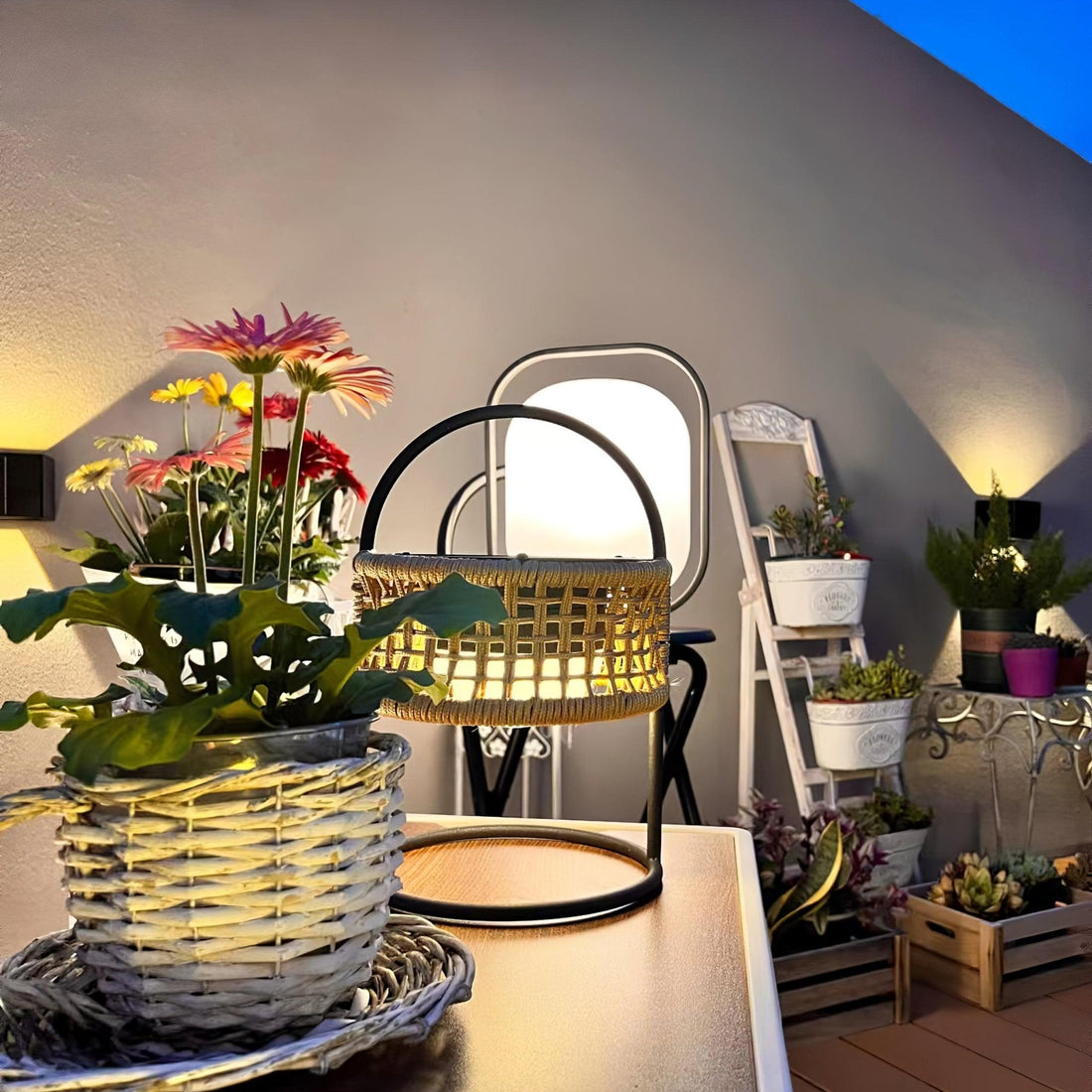 Tragbare Laterne Outdoor-Tischlampe - Wiederaufladbare Lampe für Balkon