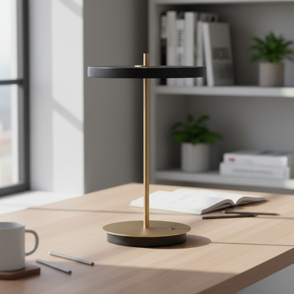 Astris Modern Minimalist Metal Table Lamp Soft LED Illumination for Living Room and Office