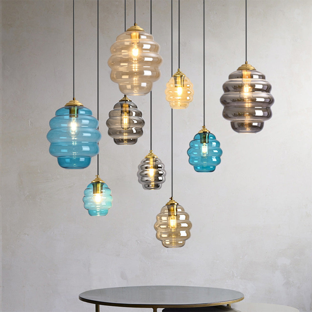 Glass Modern Pendant Lighting - Multi-layer Ring Fixture for Kitchen
