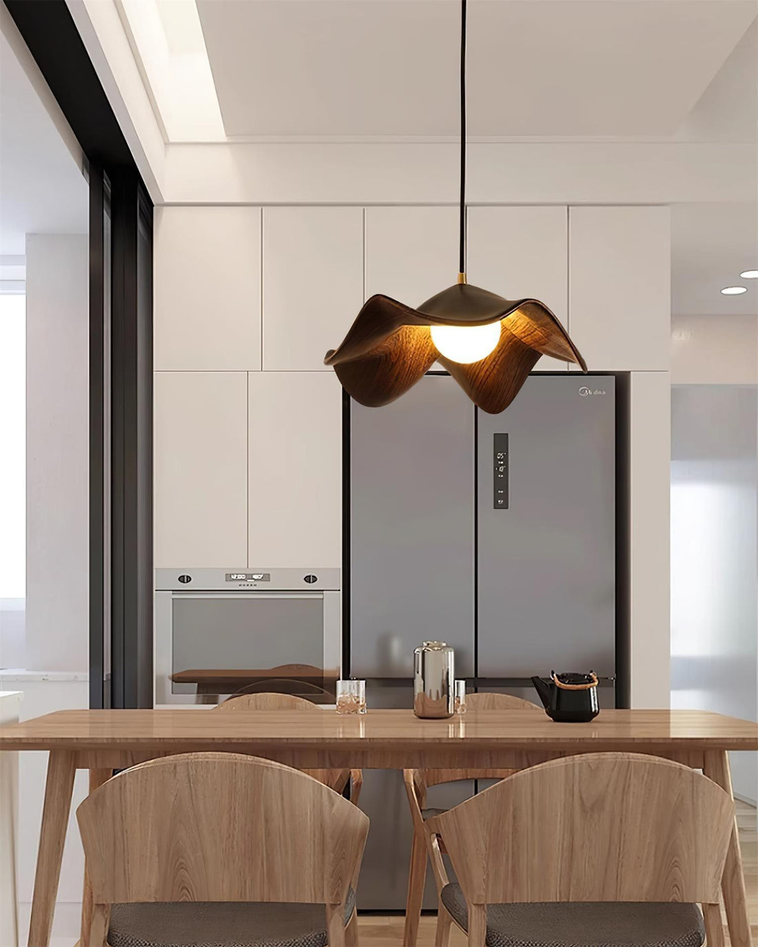 Leaf Vein Glass Plug-In Pendant Lamp