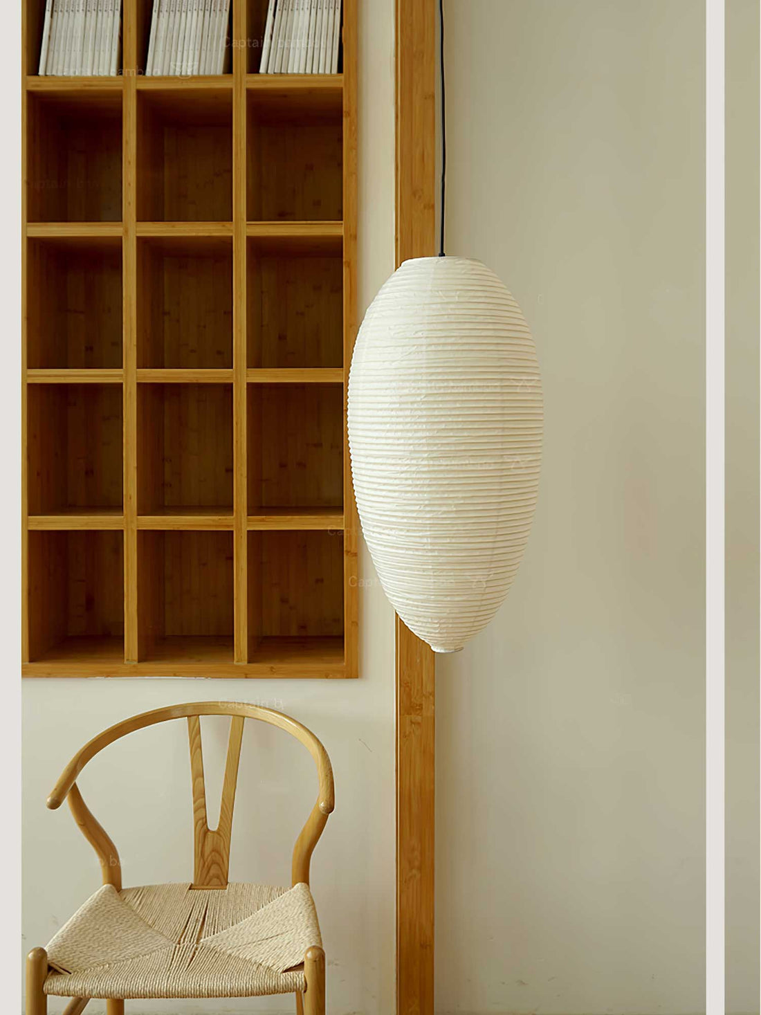 Washi-Papier-Pendelleuchte – Warmes Kastanienlicht für elegante Innenräume