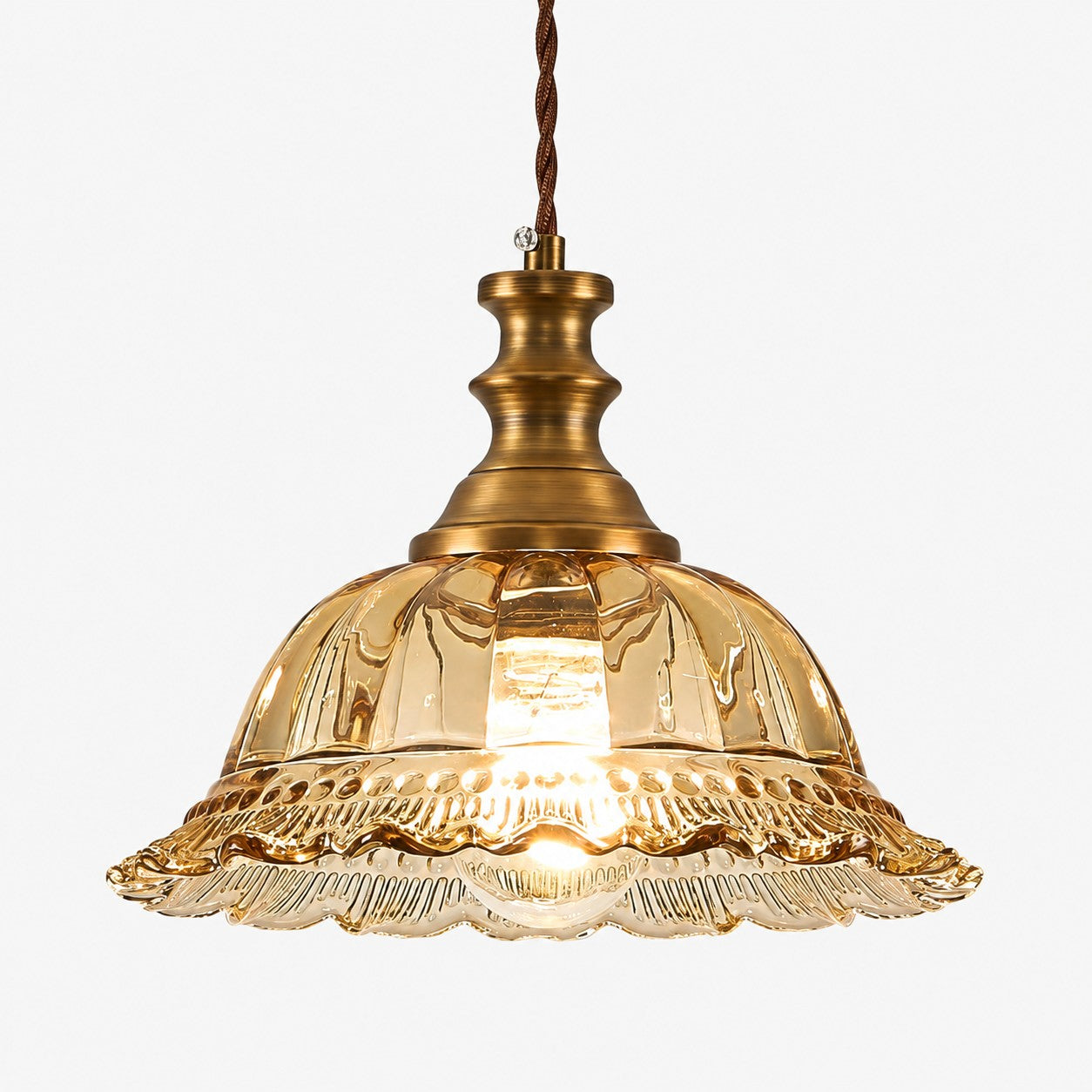 Vintage Fluted Glass Pendant Light for Kitchen & Dining