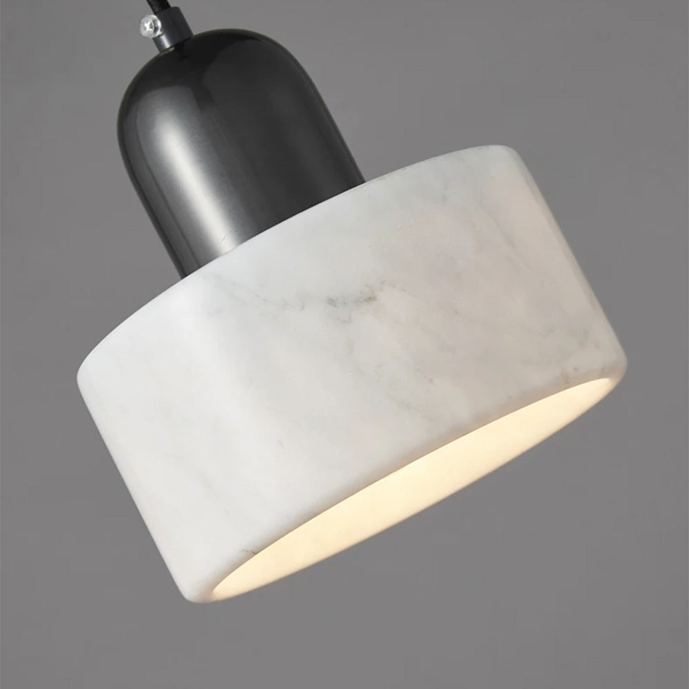 Modern Marble Pendant Lamp - Green Cylindrical Light for Dining Area