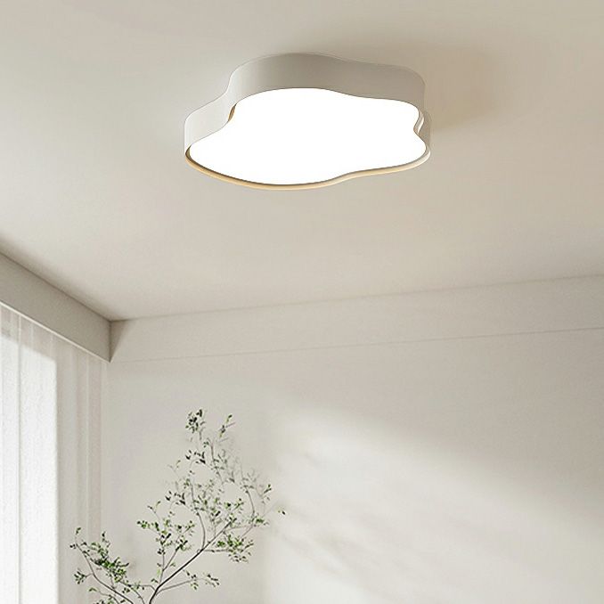 Cream LED Flush Mount Light - Cloud Metal Ceiling Fixture For Hallway