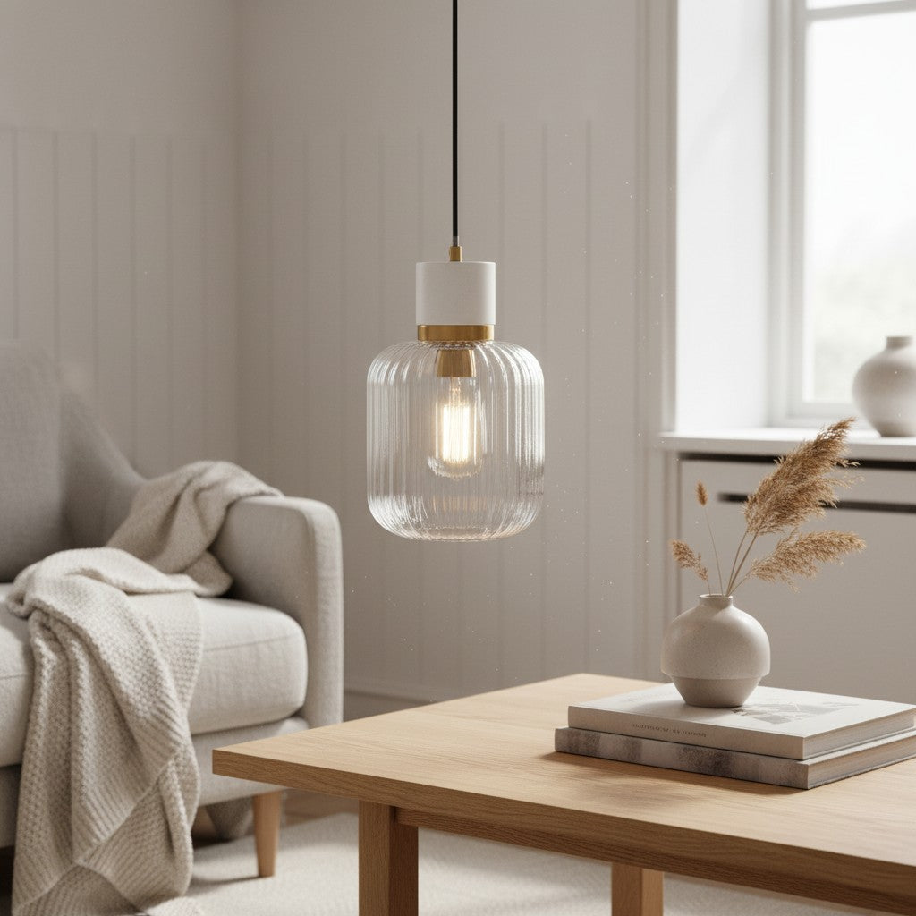 Korlisse Natural Stone and Glass Pendant Light – Stylish Lamp for Lounge or Living Room