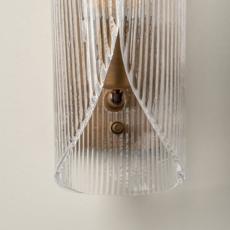 Velora Cylinder Glass Wall Light – Refined Brass Wall Sconce for Entryway or Bedside