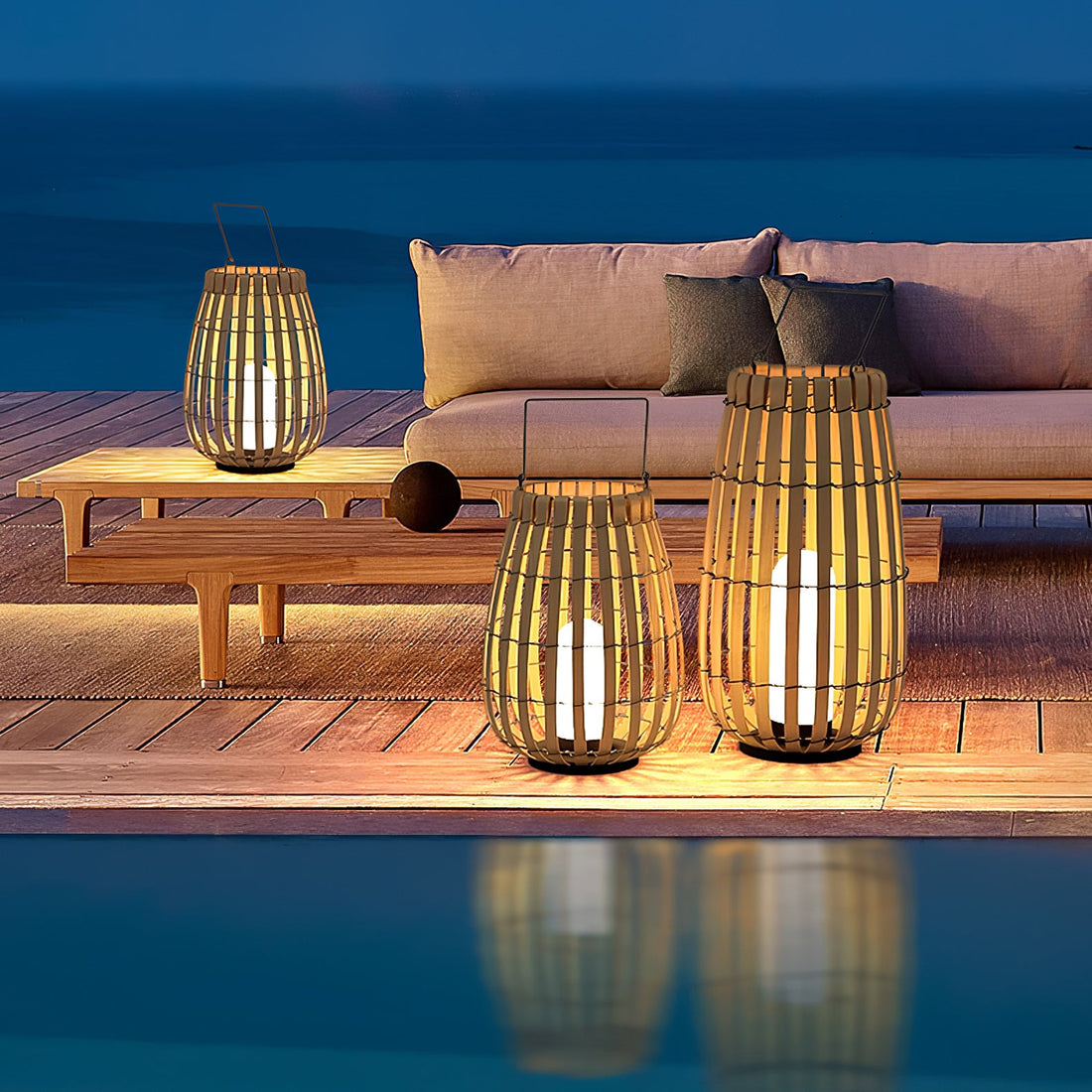 Tropic Braid Outdoor Lamp - Faux-Rattan Metal Waterproof