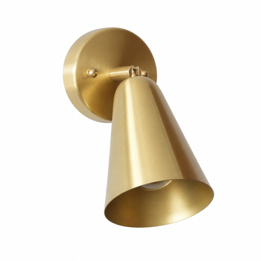 Vintage Brass Adjustable Wall Sconce with Cone and Bell Shade Options