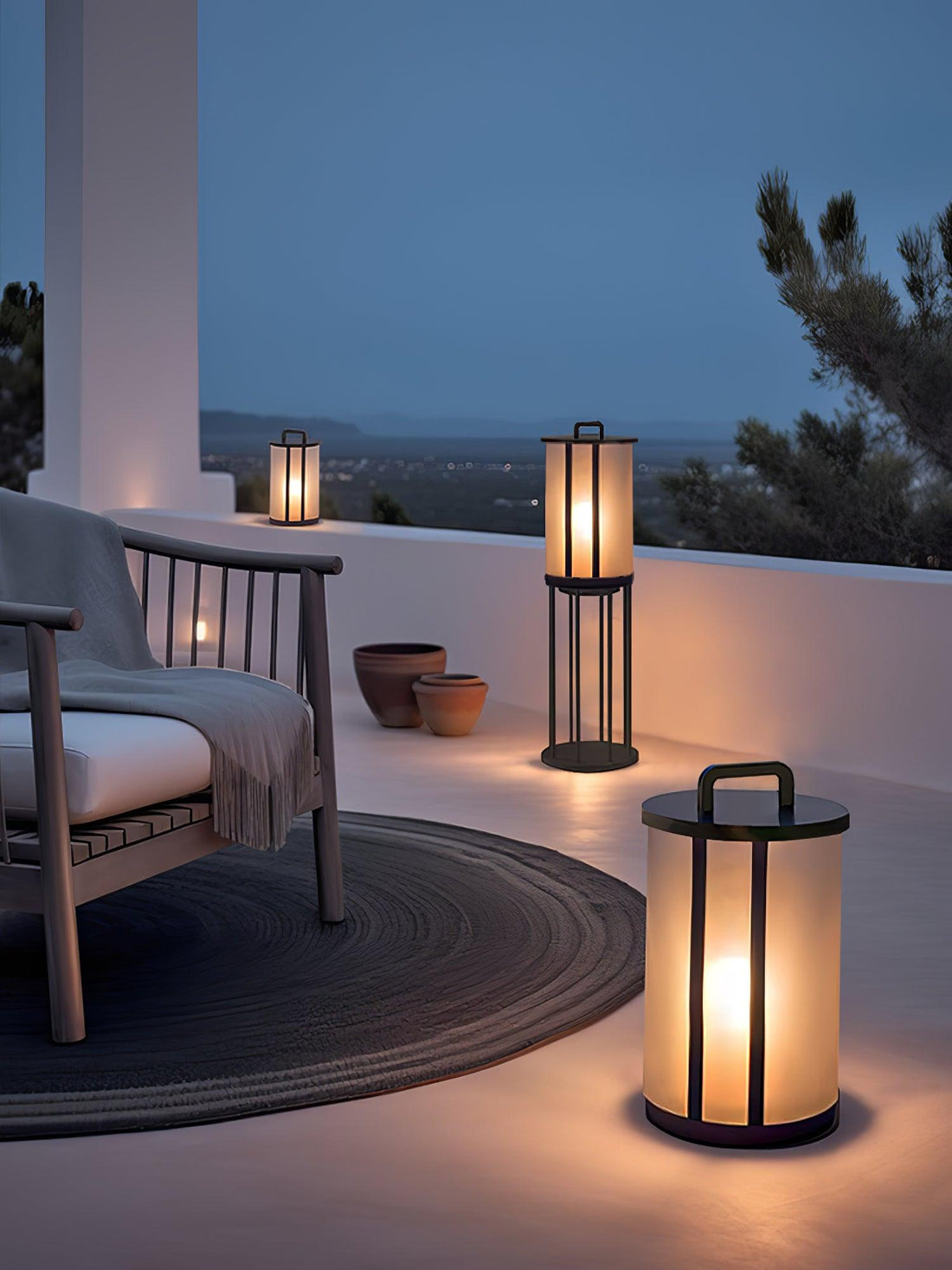 Runde Laterne Außenlampe - Acrylsäule Warmes Licht für den Gang