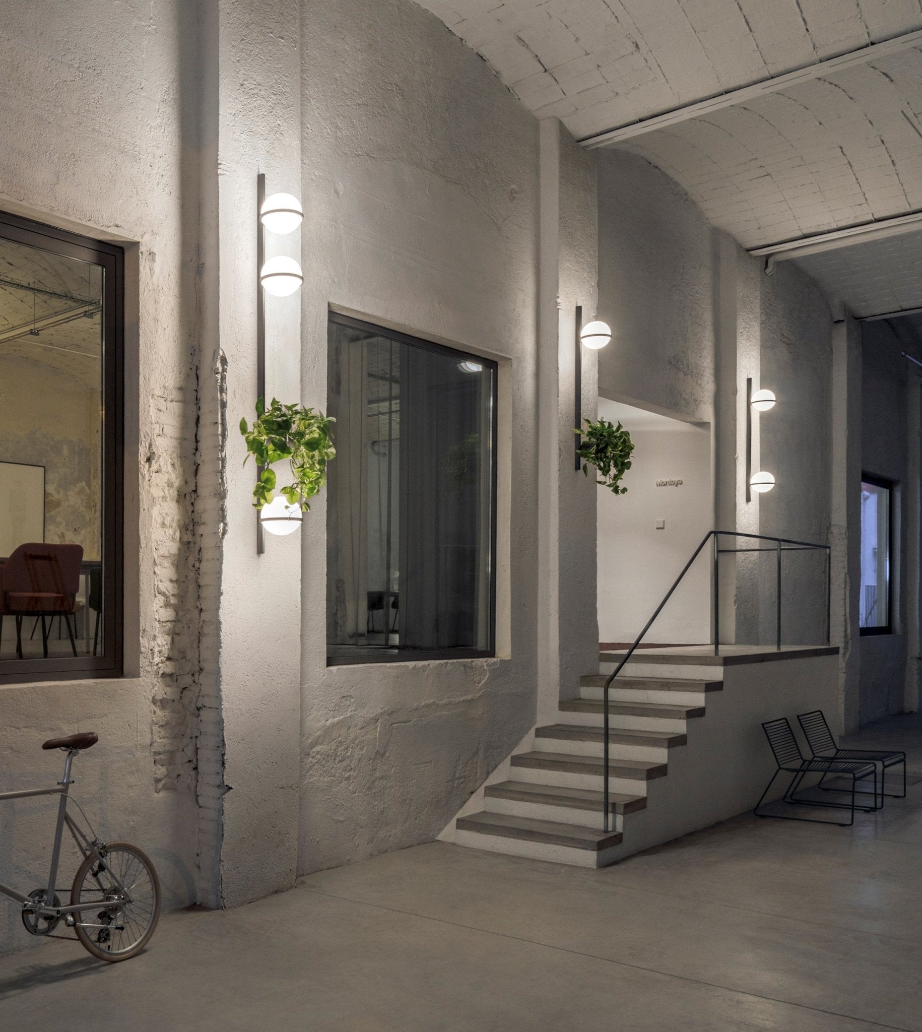 Modern Metal Wall Light - Black Frame Glowing Sphere Lamp for Garden