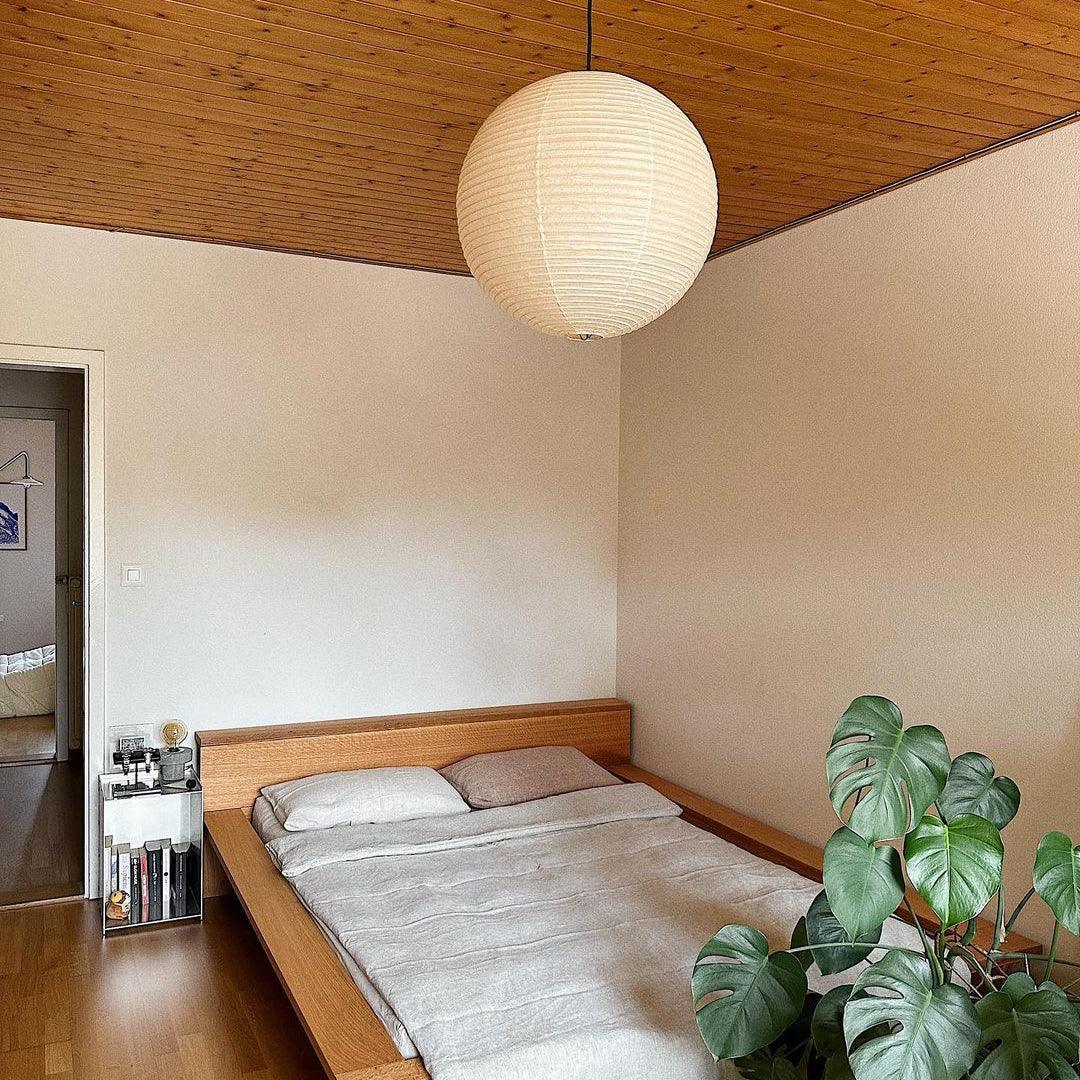 Washi Paper Round Pendant Lamp – Minimalist Lighting for Living Room