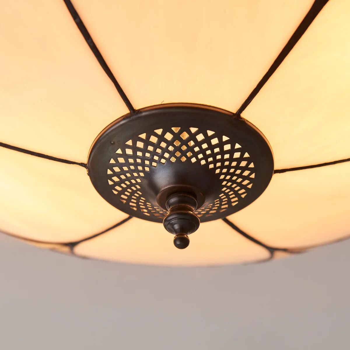 TF Ingram Handcrafted Stained Glass Ceiling Lamp – Vintage Art Deco Tiffany Light for Dining Room
