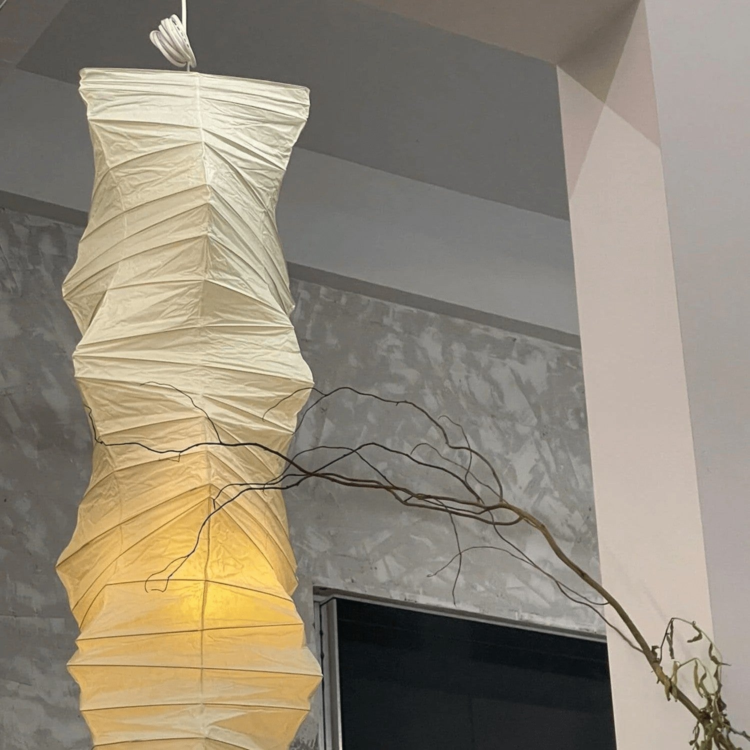 Strukturierte Washi-Papier-Kabelpendelleuchte