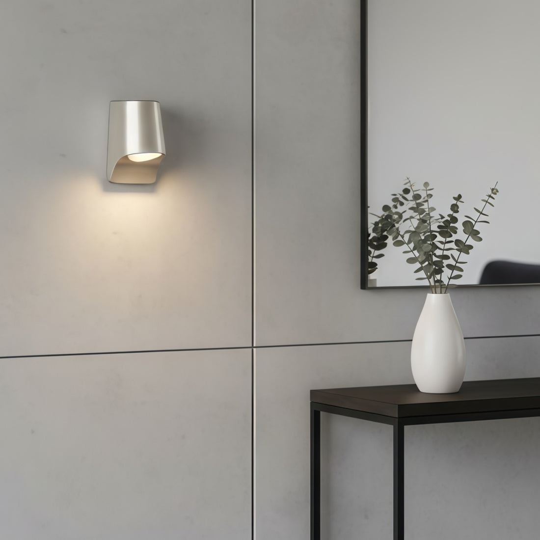 Rivathis Minimalist Metal Pewter Wall Lantern — Stylish Porch Fixture Ideal for Entry or Garden