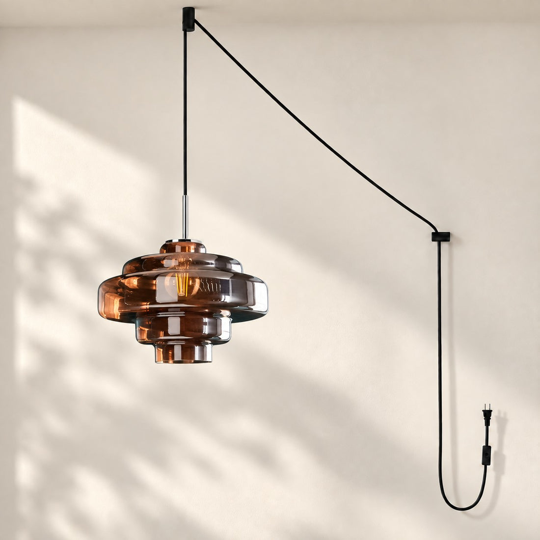 Koloro Millie Glas-Pendelleuchte mit Stecker - Retro-Pendelleuchte in bunten Farben für moderne Innenräume