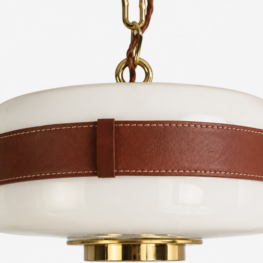 Glass shade and stitched band detail