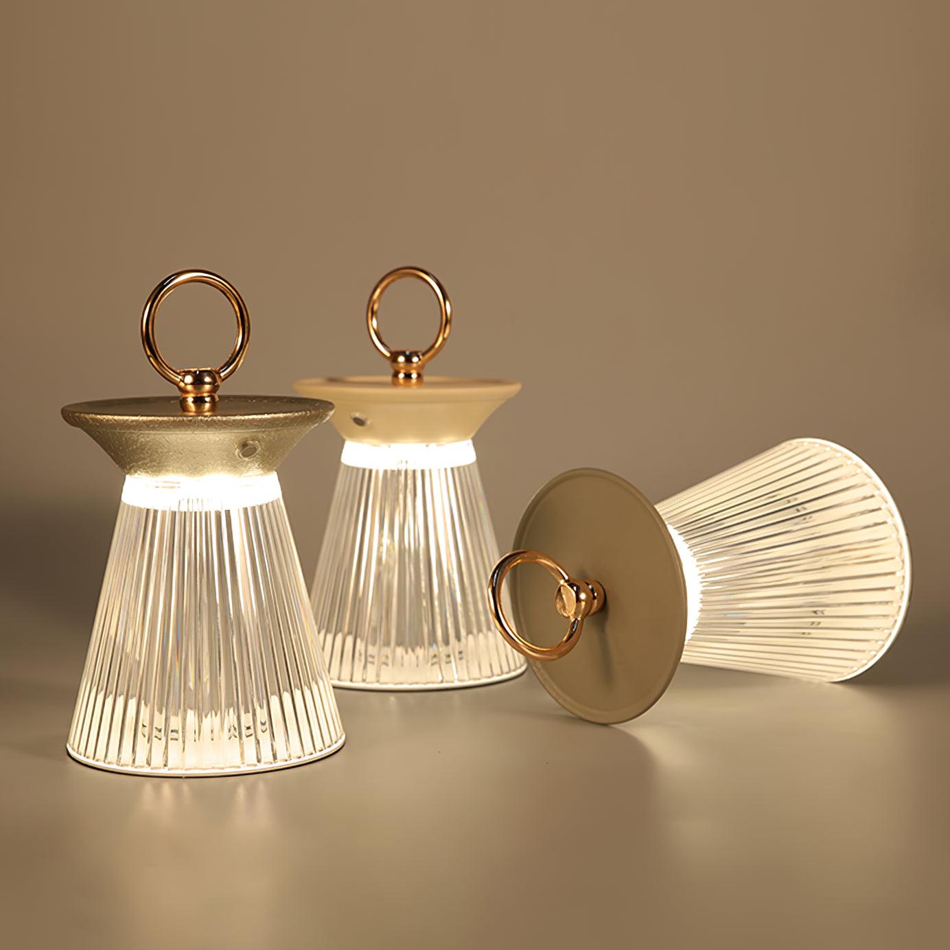 Gerippte Acryl-Tischlampe – USB-integriertes Batterielicht für Schlafzimmer