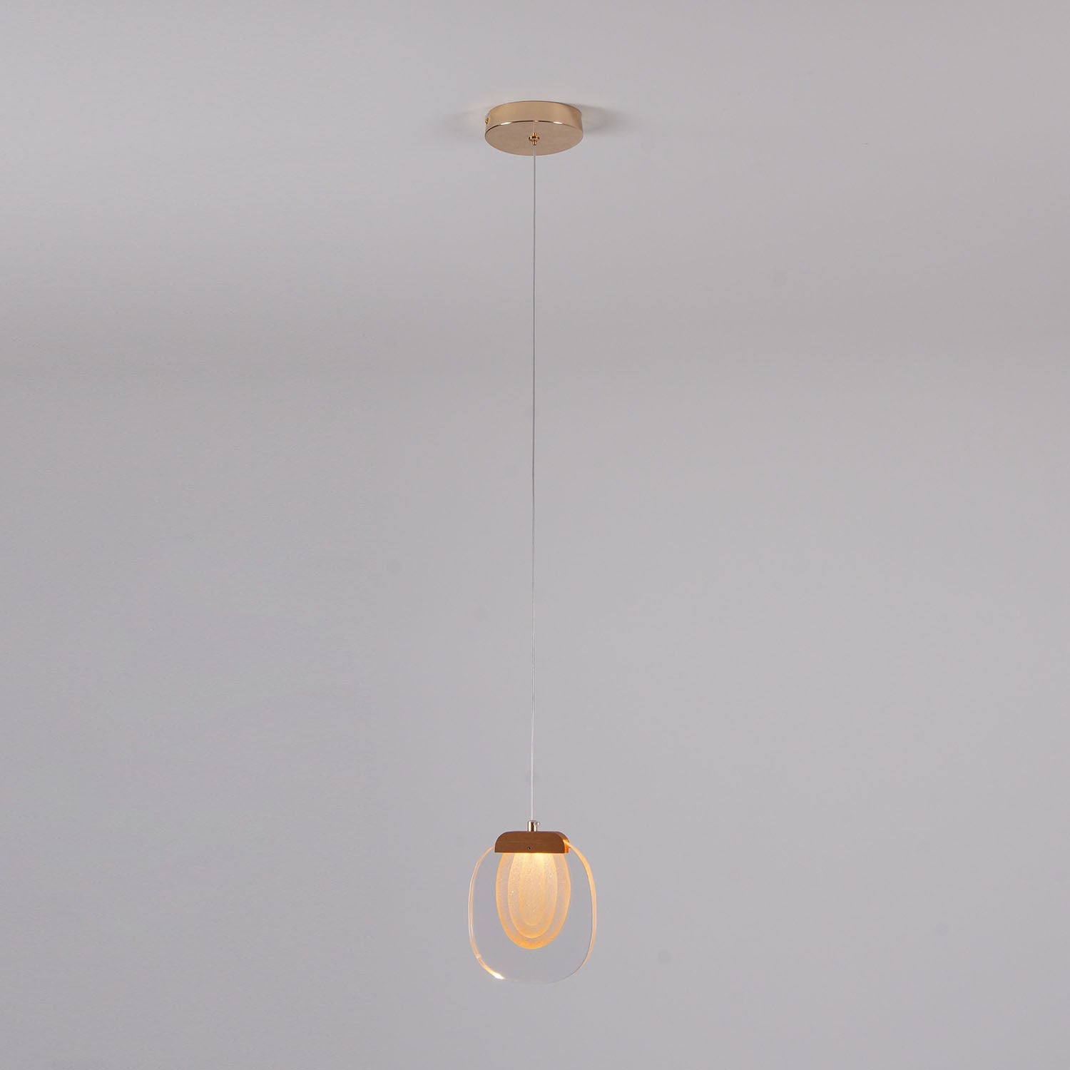 Clear Rippled Glass Plug-In Pendant