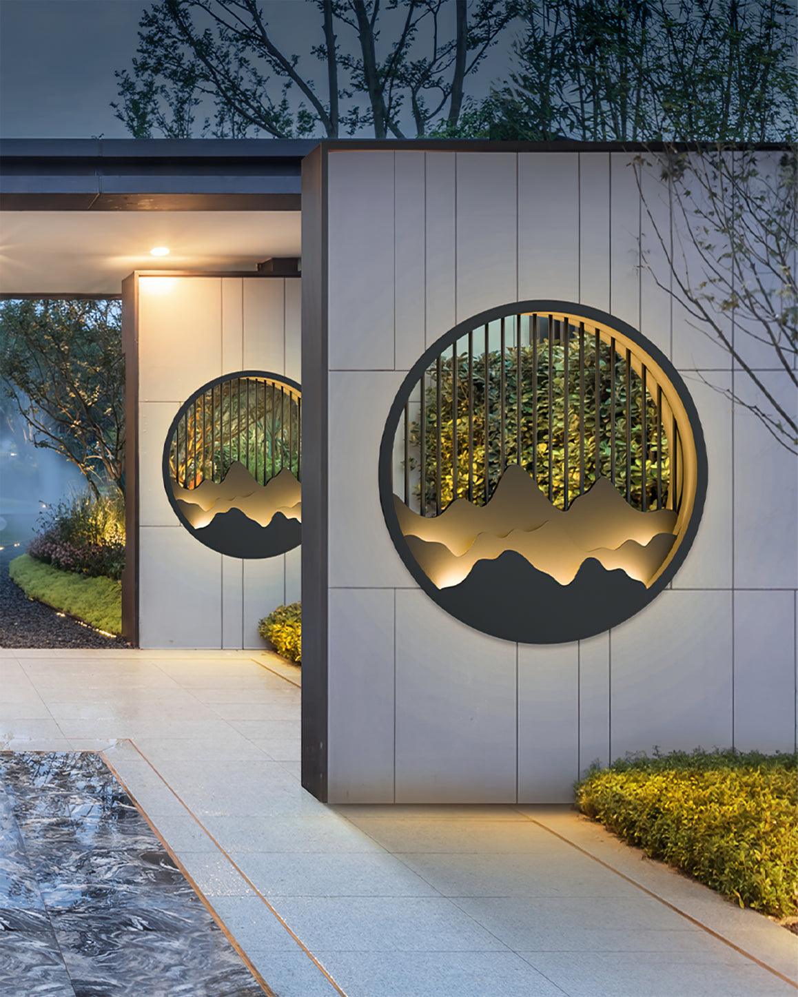 Mountain Outdoor Wall Lamp - Modern Circular Metal Light for Garden