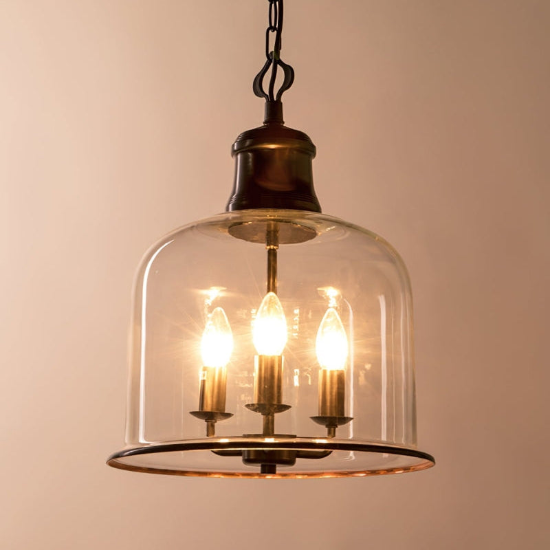 Retro Glass Bell Transparent Pendant Light