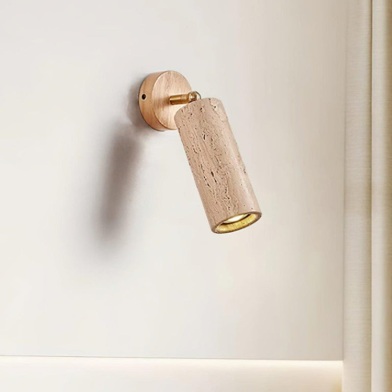 Adjustable Travertine Cylindrical Tube Wall Lamp