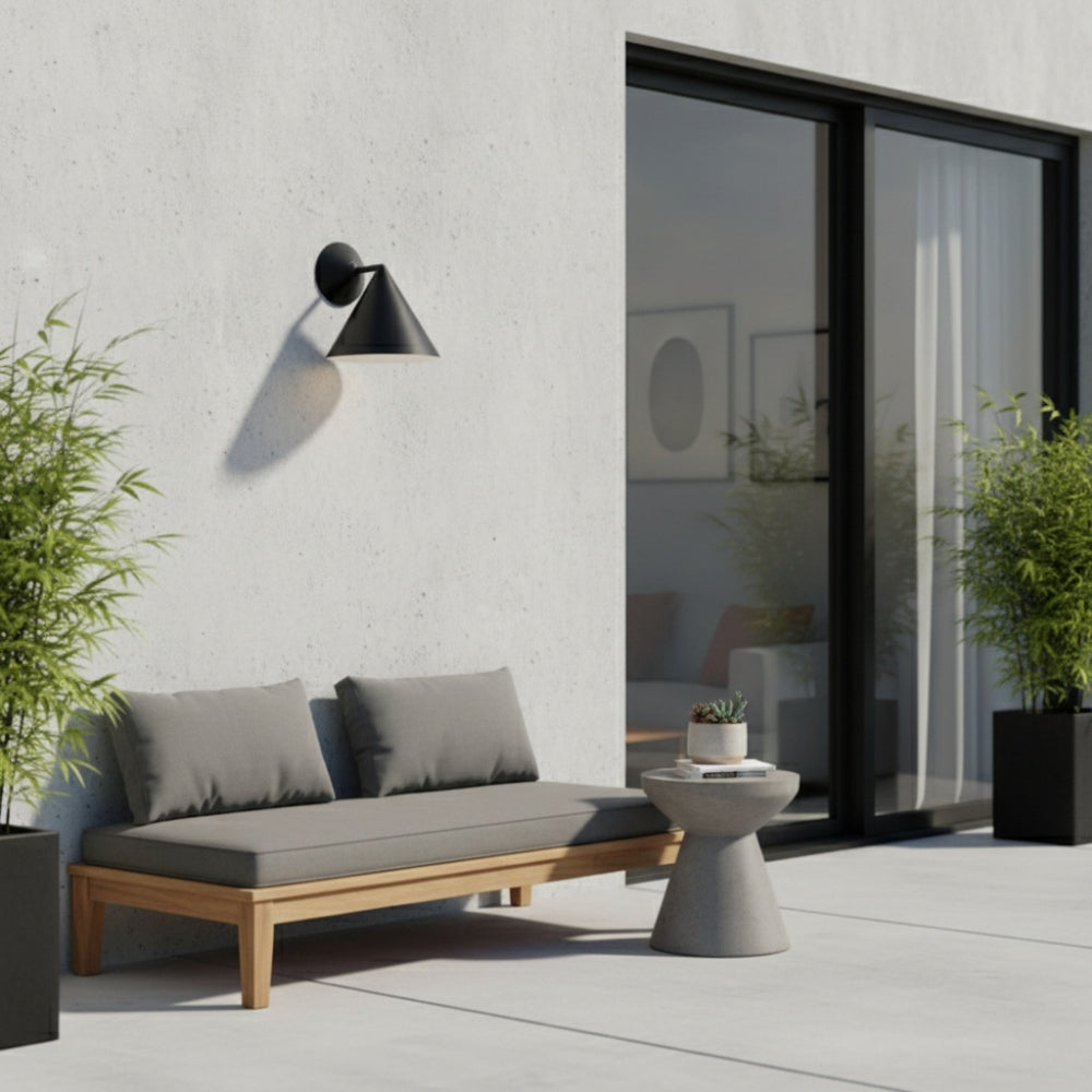 Brivana Metal Outdoor Wall Light - Modern Cone Sconce for Hallway