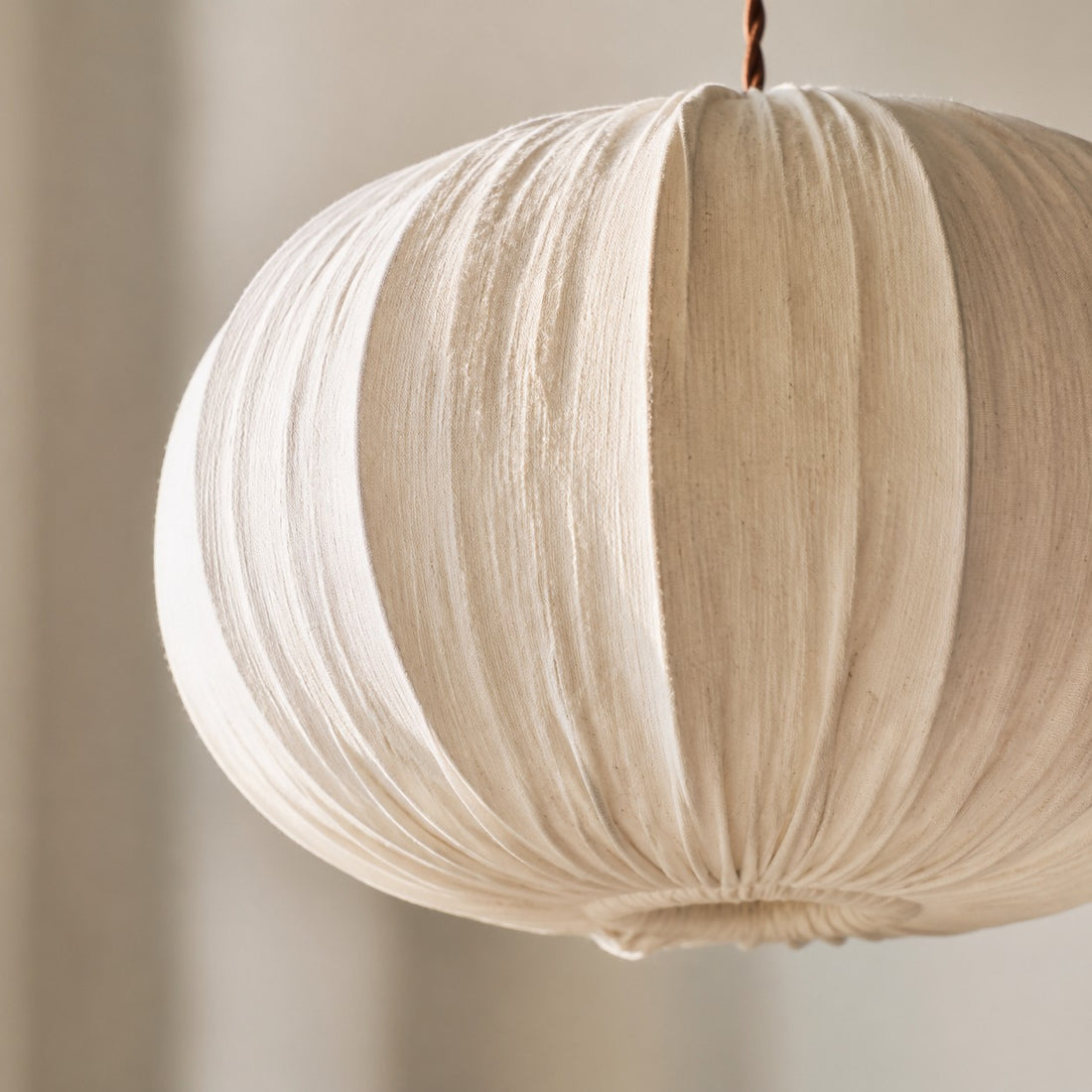 Fabric Globe Pendant Light with Wood Canopy