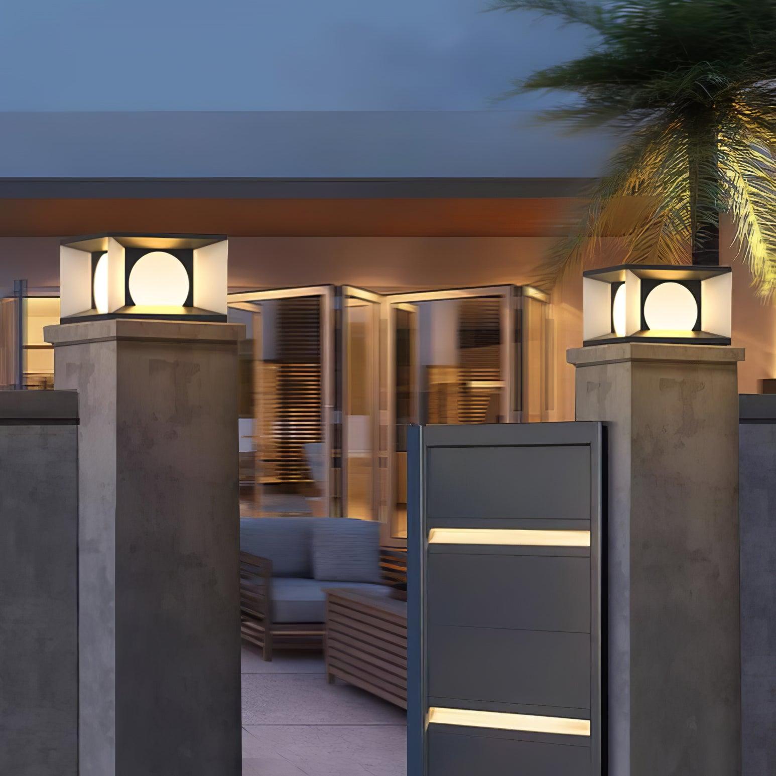 Eclipse Cube Outdoor Post Light - Weatherproof Garden & Pathway Lighting