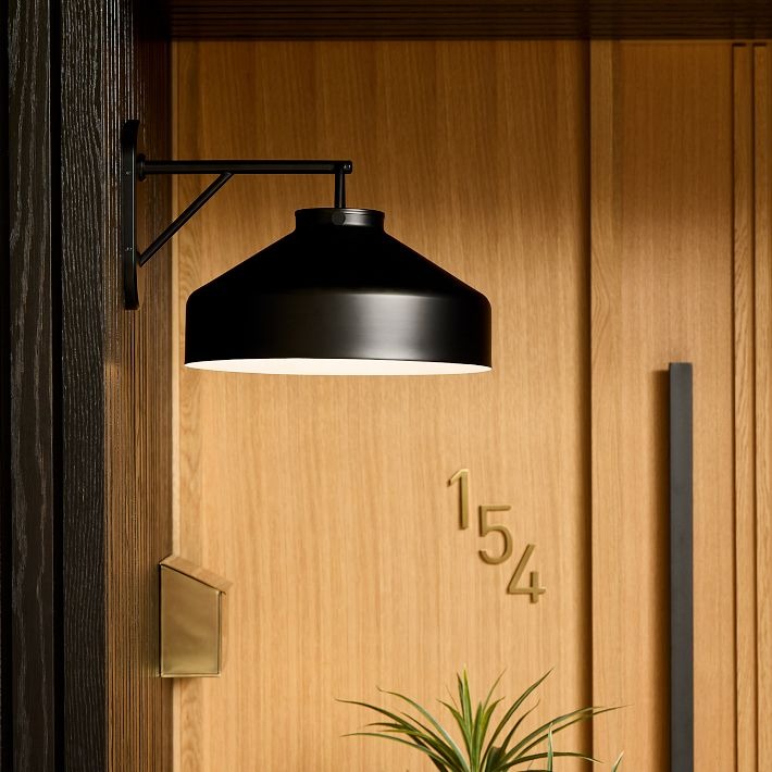 Hanton Metal Outdoor Wall Sconce - Matte Black Industrial Light Fixture
