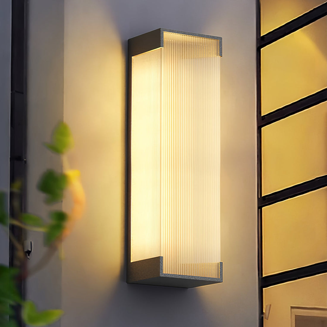 Rechteckige Außenwandleuchte - Moderne schwarze Lampe für Veranda &amp; Garten