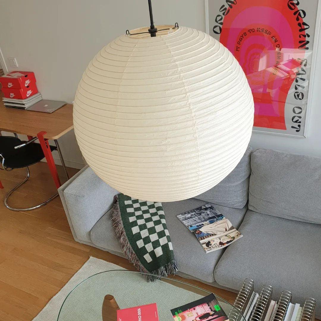 Washi Paper Round Pendant Lamp – Minimalist Lighting for Living Room