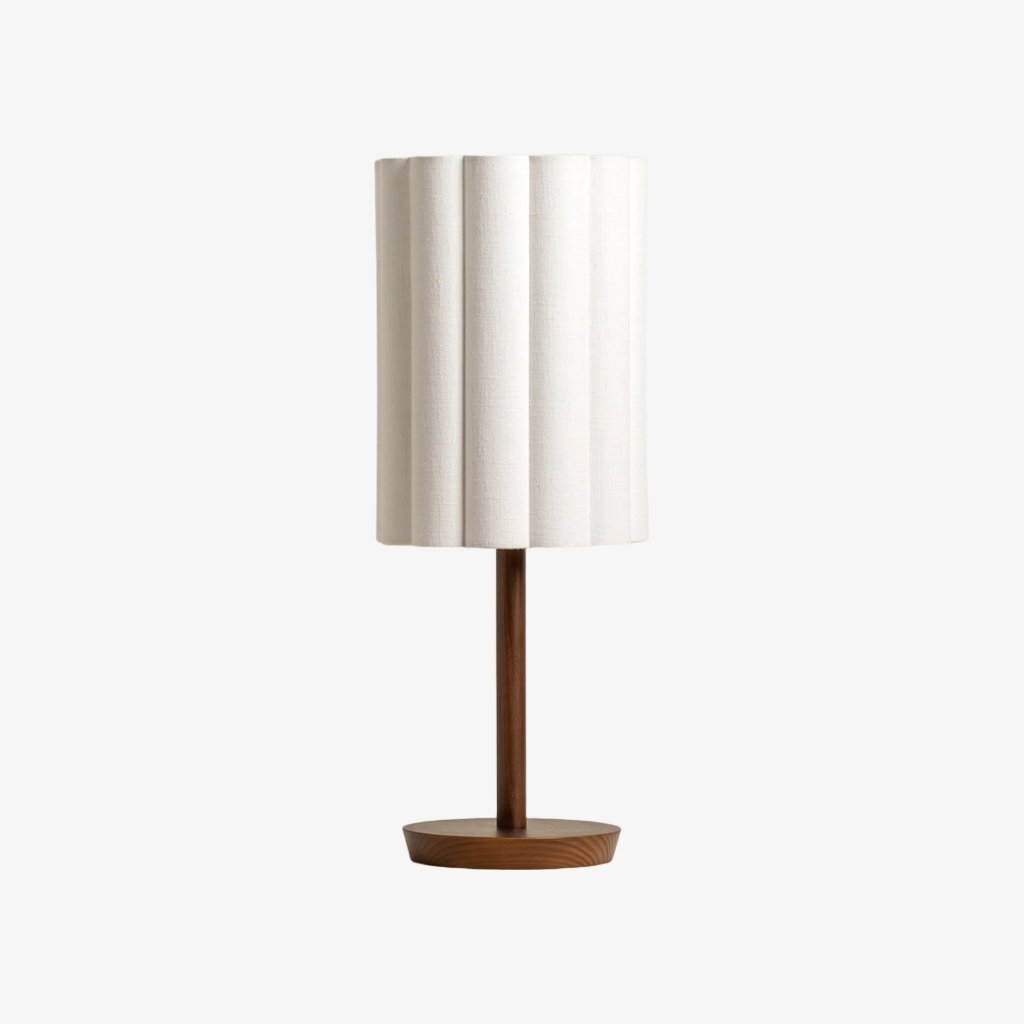 Linbron Modern Fabric Shade Table Lamp with Wood Base – Soft Ambient Lighting for Bedroom or Living Room