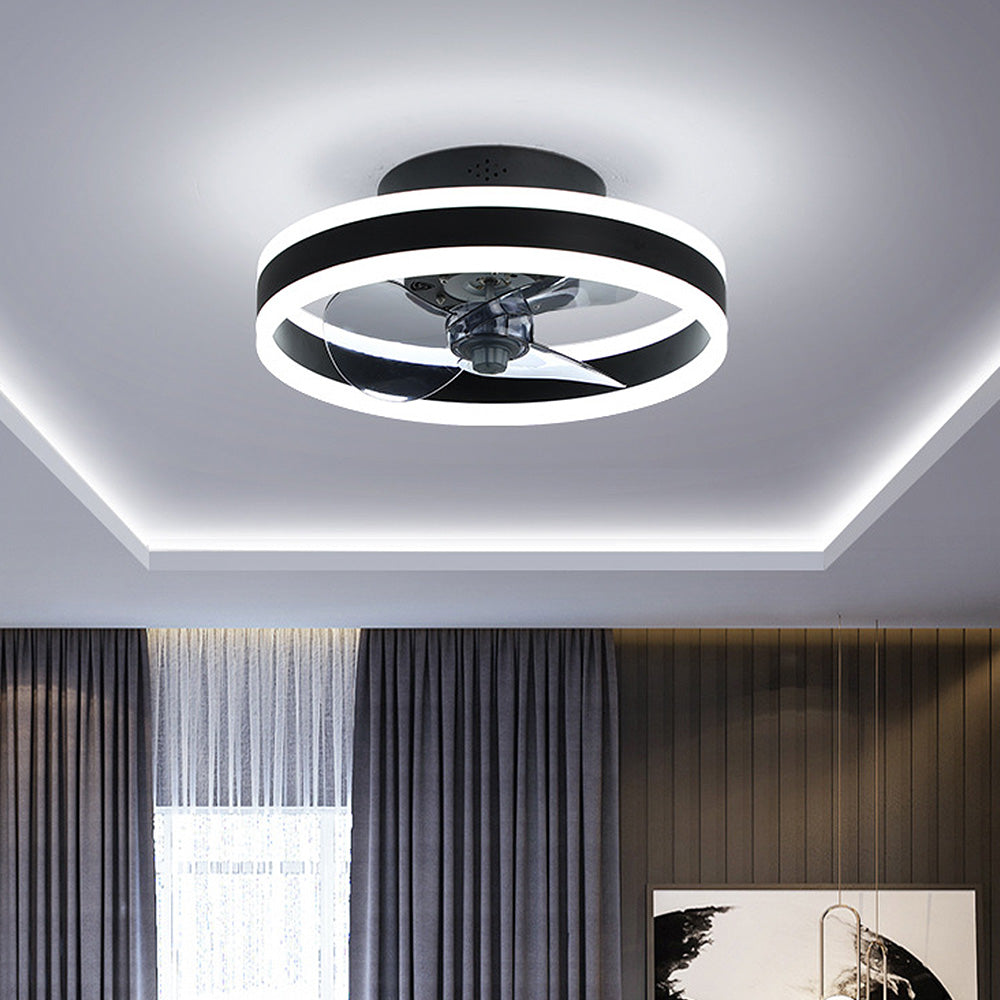 Ceiling Fan with Light – Round LED Modern Style for Bedroom Comfort