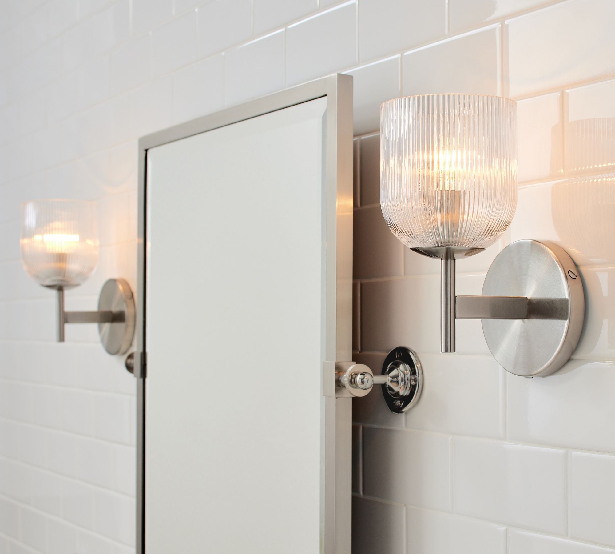 Bravira Ribbed Glass Sconce - Metal Wall Light with Clear Glass Shade