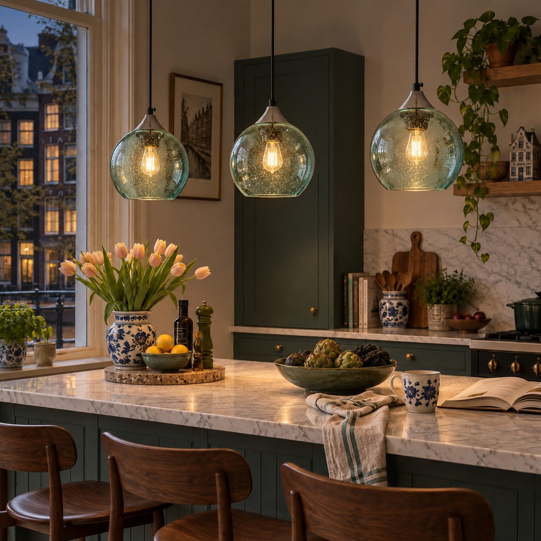 Bubble Glass Globe 3 - Light Single Pendant Light With Adjustable Cord