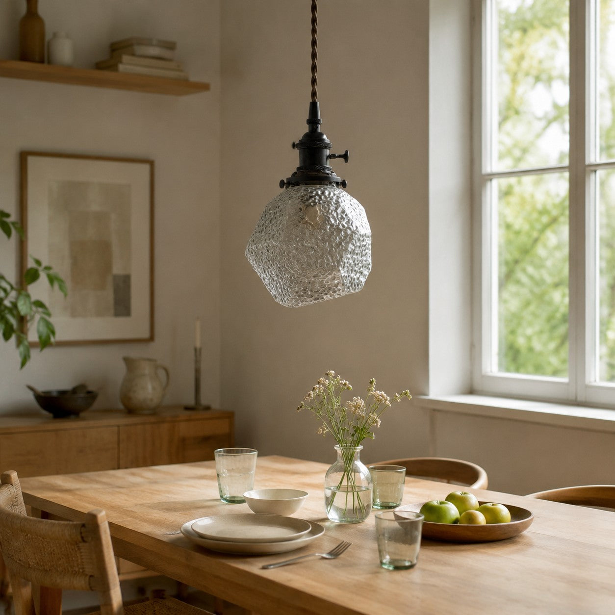 Vintage faceted glass pendant light