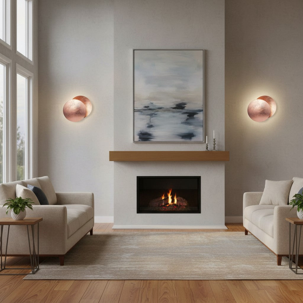 Discola Disc Wall Lamp – Modern Copper Halo Design with Circular Shade for Living Room or Bedroom N20