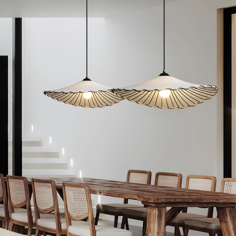 Wabi-Sabi Lotus Leaf Pendant Lamp – Fabric Light – Vintage Minimalist