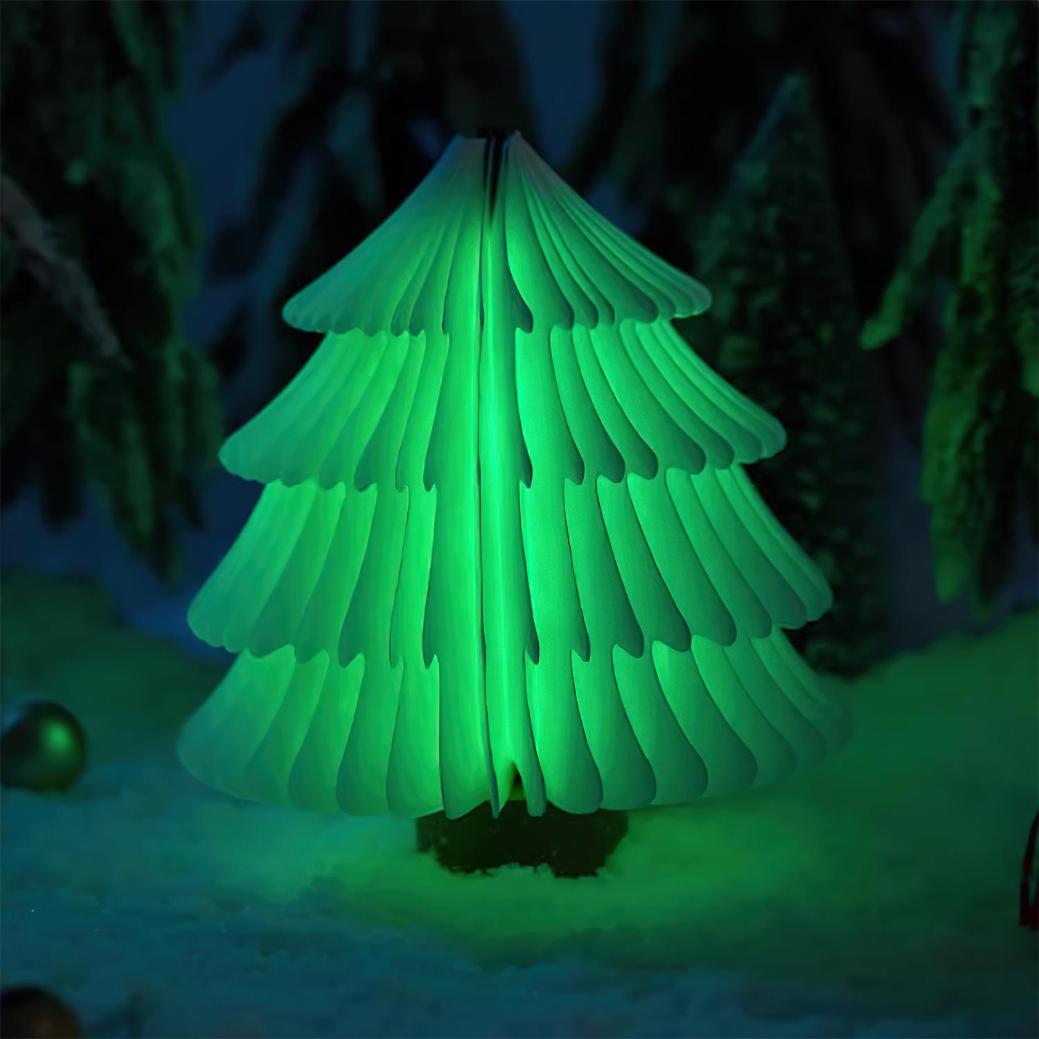 Foldable Christmas Tree Table Lamp - Wooden LED Light for Living Room