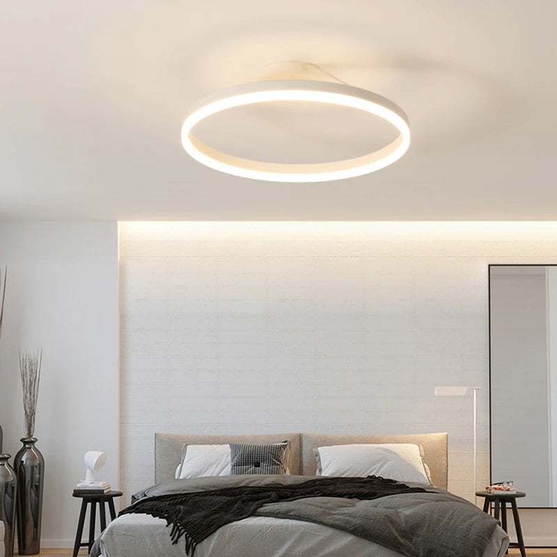 Metal Circle Ceiling Light - Minimalist LED Lamp for Living Room