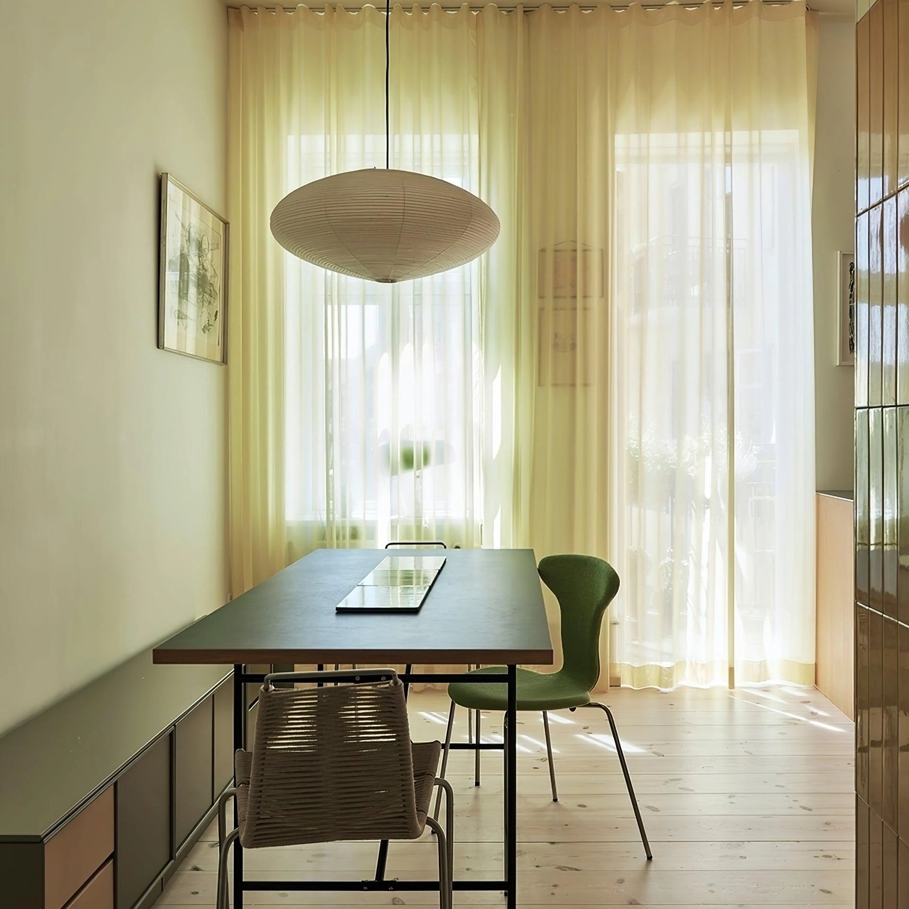 Washi Paper Pendant Lamp - Handcrafted Mulberry Light for Cozy Room