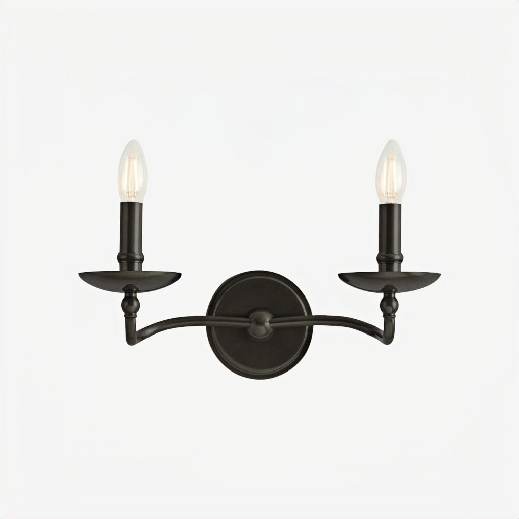 Tela Classic Iron Candle-Arm Wall Sconce – Rustic Metal Single or Double Fixture for Hallway and Dining