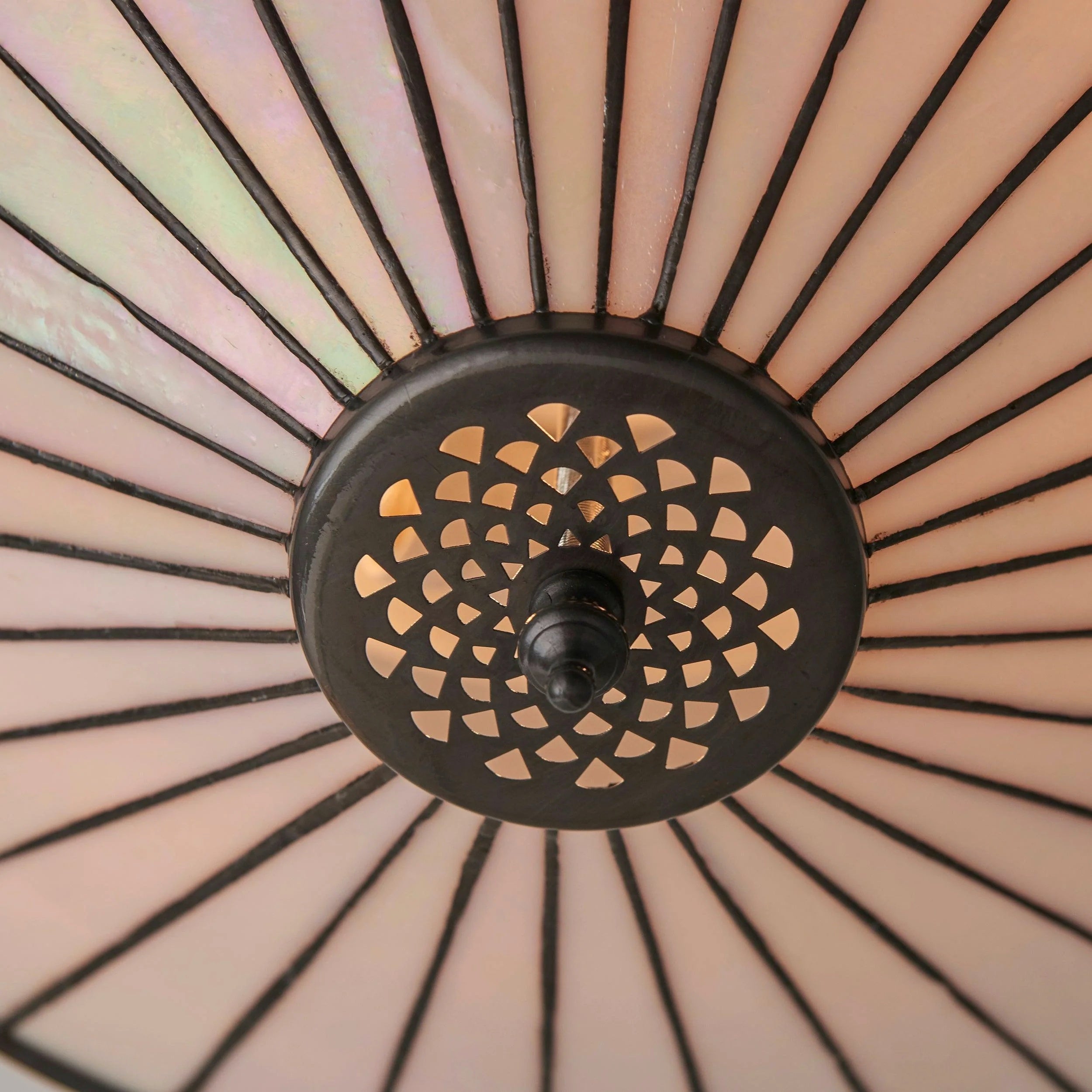 TiffStar Elegant Art Glass Flush Ceiling Light - Vintage-Inspired Ceiling Fixture for Home Interiors