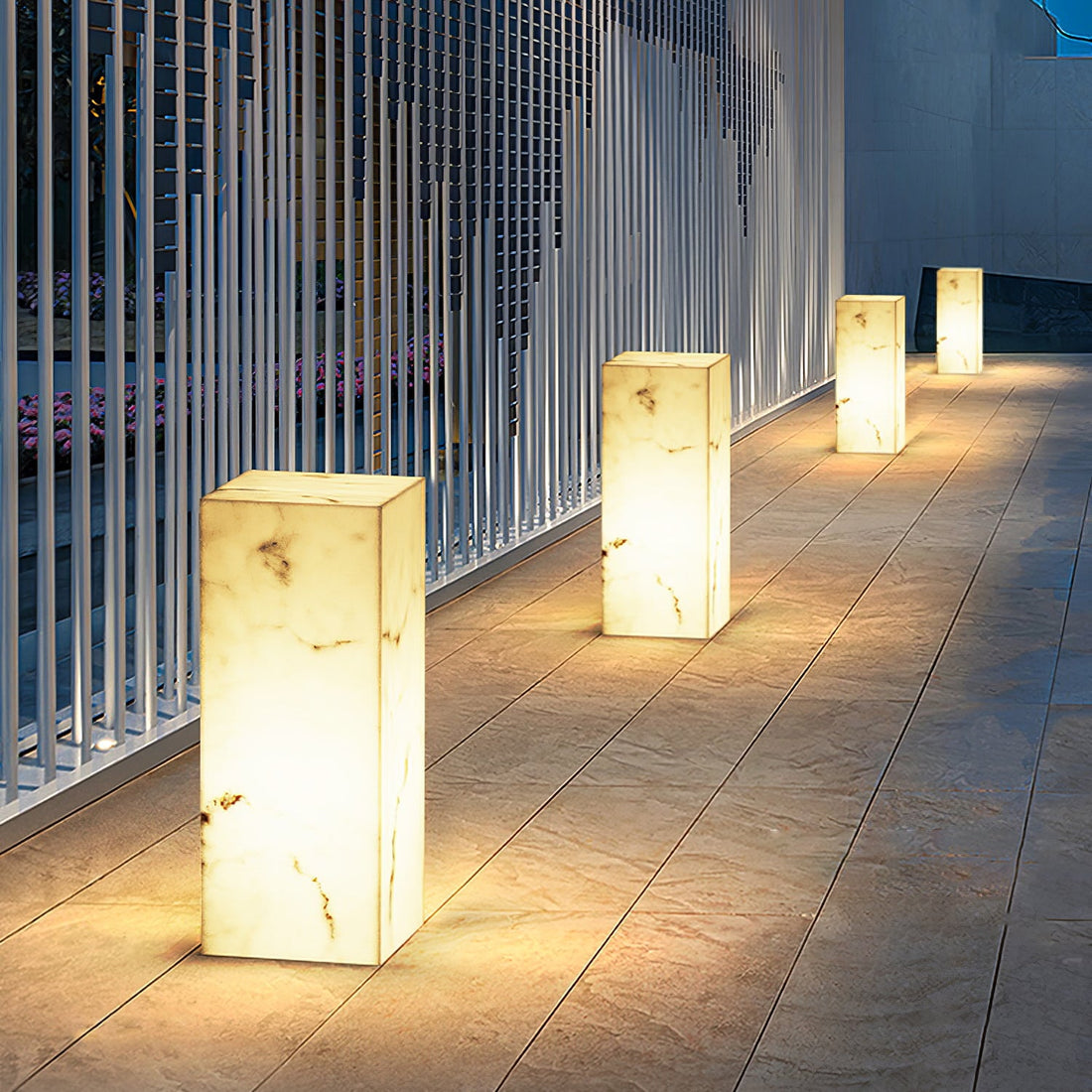 Imitation Marble Outdoor Light - Cube-Shaped Elegant Garden Patio Lamp