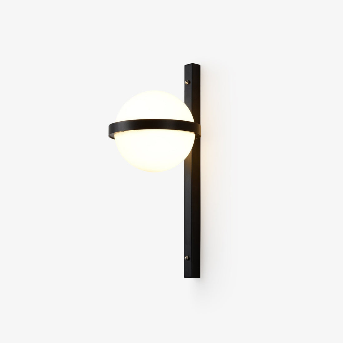 Modern Metal Wall Light - Black Frame Glowing Sphere Lamp for Garden