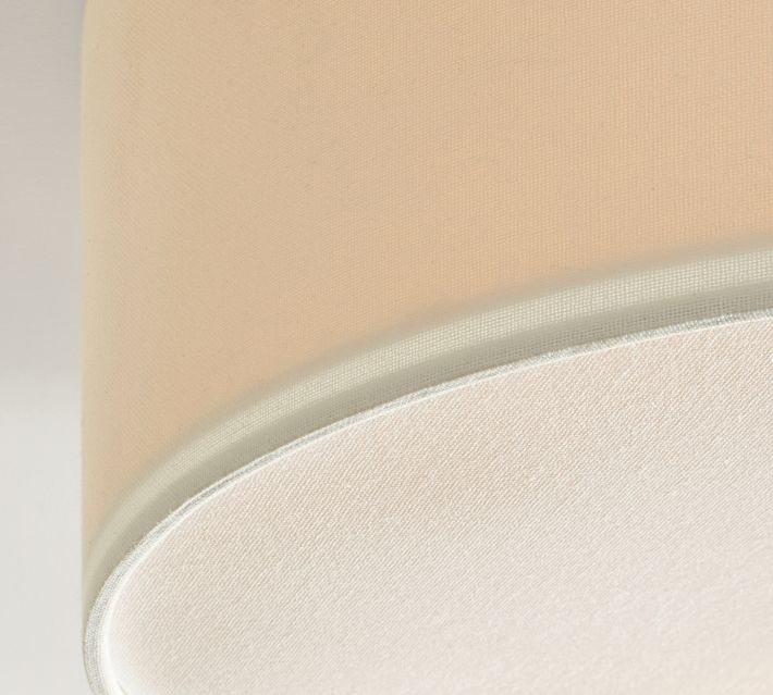 Dumora Linen Drum Ceiling Light - Flush Mount Iron Fixture with Fabric Shade