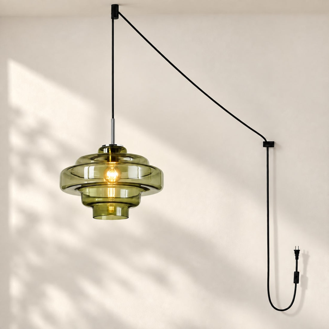 Koloro Millie Glas-Pendelleuchte mit Stecker - Retro-Pendelleuchte in bunten Farben für moderne Innenräume